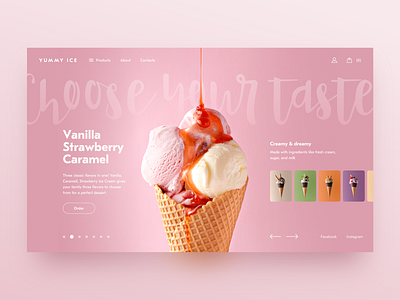 Ice Cream concept dailyui ice cream landing landing page pink slider store tasty