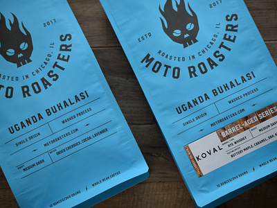 Motoroasters Coffee Bag bag design coffee coffee bag fire package design packaging design skull