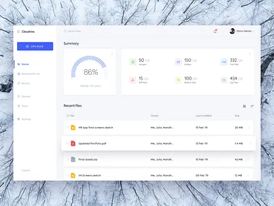Cloudrive - Files Dashboard app blue clean dashboad document file file manager minimal ritzmo typography ui