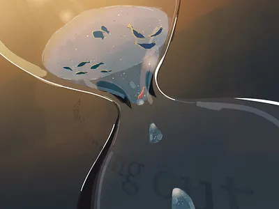 Time is running out animals climate drop environment fish globalwarming hourglass illustration ocean water
