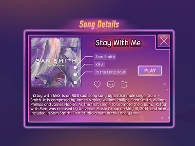 Music Web Song Details Page concept design dark blue interaction design music music app purple ui