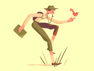 Ornithologist 2d illustration bird character character design exploration fireart studio illustration scientist