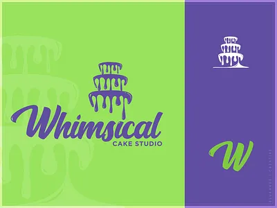 Whimsical Cake Studio - Logo bake shop bakery bold brand cake design green handwriting font icing logo purple type type daily type logo typogaphy wedding