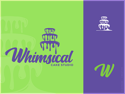 Whimsical Cake Studio - Logo bake shop bakery bold brand cake design green handwriting font icing logo purple type type daily type logo typogaphy wedding