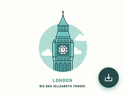 FREE Illustration - London big ben city custom free freebie graphic icon icon designer iconography illustration landmark london vector