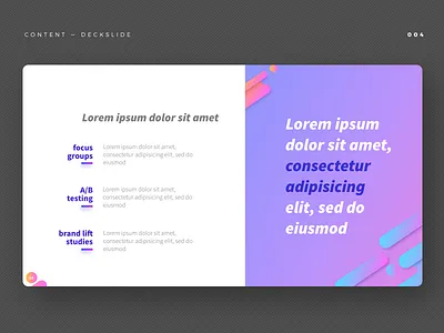 content slide case study content design gradient keynote page slide deck slide design slides ui vector