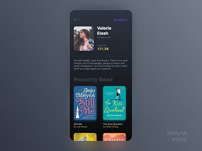 Daily UI Challenge #006 - User Profile app book app books dailyui dailyui 006 figma profile ui user profile ux