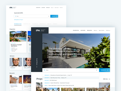 Institutional Property Advisors — Search Result advisor desktop institutional property real estate research results search search bar search results suggested result tabs