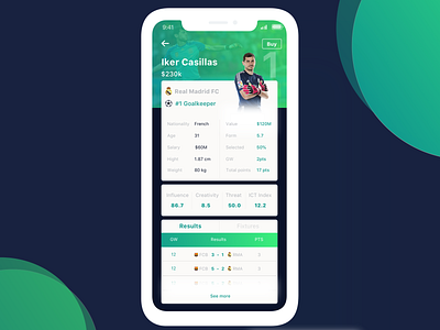 Profile clean creative football profile ux ux ui