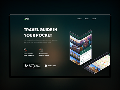 Travel app landing page applicaiton dailyui dailyui003 fold screen huawei landing page mate x phone mobile app travel ui