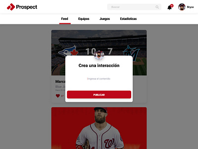 Prospect Post app appdesign baseball clean design social network sport sport app ui ux web webdesign website white