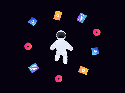 Floating space dude 2d astronaut content floating gradient helmet illustration illustrator cc media space