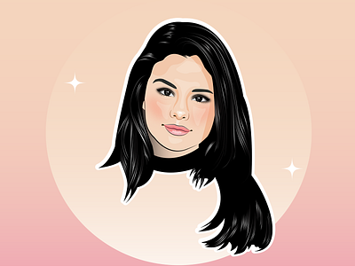 vector portrait illustration salena gomez vector portrait