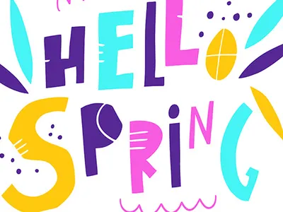 Hello Spring cartoon cute design hello icon illustration lettering logo sketch spring type typography vector