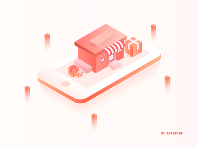 Handheld store 2.5d illustration