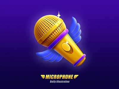 Microphone illustration gold illustration microphone mike prototypes