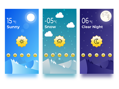 Weather screen UI design application colors design dribbble flat illustration illustrator screen screen design screen mockup ui ui ux ui desing vector weather weather app