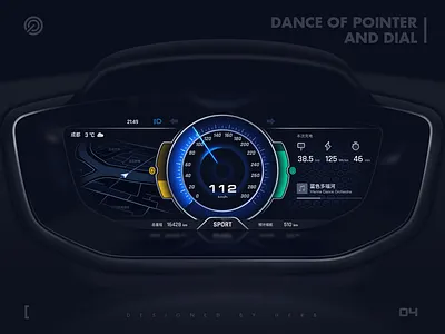 Dance Of Pointer And Dial - Sport Mode animation car dashbaord ui