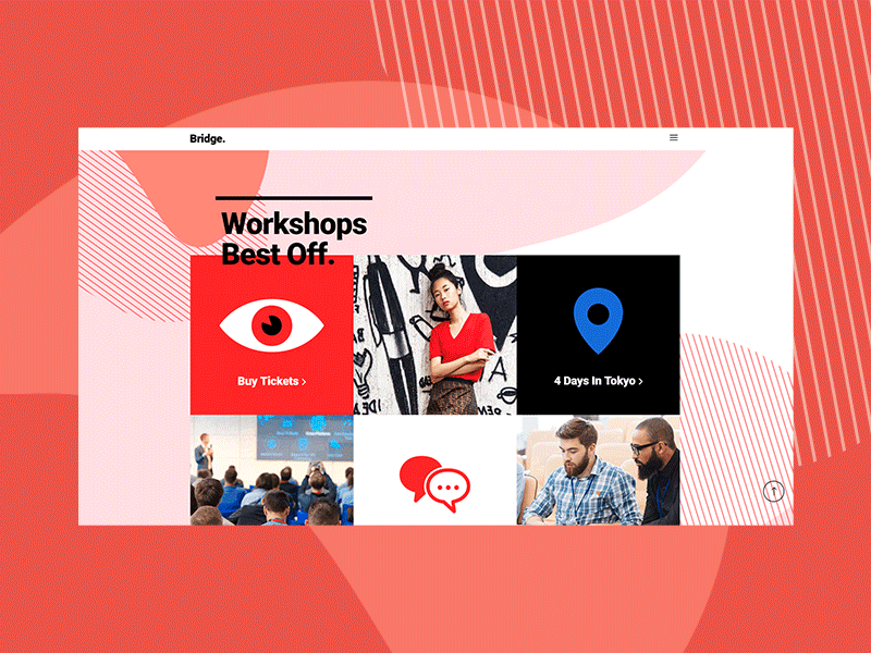 Design Conference Landing Page - Bridge Creative Theme animation color conference creative design graphic hello dribbble interface landingpage minimal modern pastel portfolio red showcase slider ui ux web website