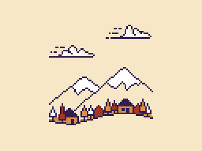 Pixel mountain village 8bit art game game art illustration minimal pixel pixel art pixel daily pixelart retro