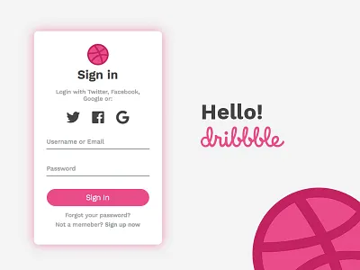 Hello Dribble css html form login form web design