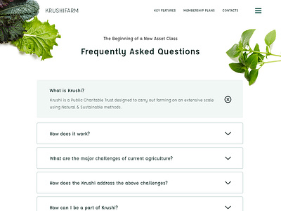 FAQ: Krushi Farm clean design faq faqs farm green ui ux ui ux design