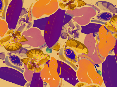 Iguanas And Orchids2 animal animals design iguana illustration modularity nature orange orchids pattern design patterns plants purple redbubble society6 texture