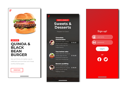 Login and Food Details Screens application clean food iphone login mobile ui ux