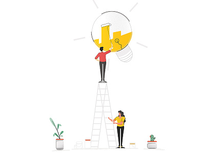 Ideas design discovery help idea illustration light light bulb plant steps