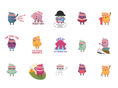 iMessage sticker pack for Weight Loss Fitness by Verv app design flat illustration imessage sticker pack vector