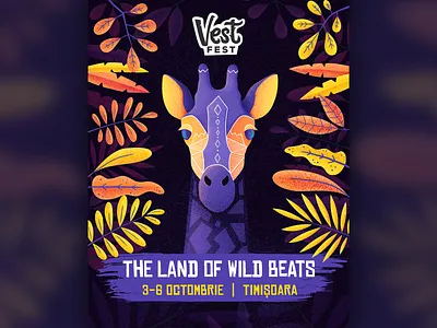 Vest Fest 2019 Key Visual beats giraffe illustration key visual kv music festival nature poster wild