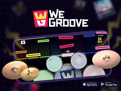 WeGroove Drum Play Mobile App 3d animation app art branding design drum drumkit game graphic design illustration logo motion graphics music ui ukraine ux