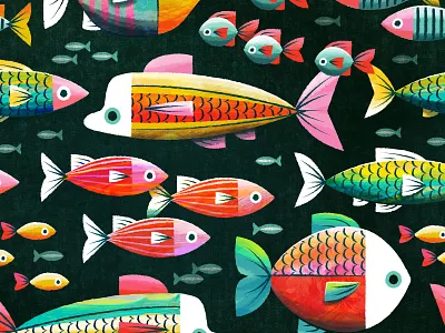 Fishy Fishy children coloful fish illustration kids ocean pattern sealife surface design