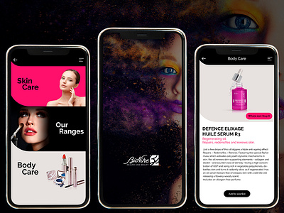 Bionike , makeUp App amel elreedy app makeup mobile pink shopping app ui ux