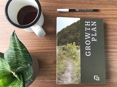 Growth Plan 2.0 Flat Lay book booklet branding church church design disciple flatlay graphic design growth longform minimal modern book