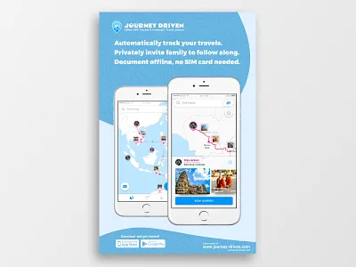 Journey Driven Flyer app flyer backpacker app design gps tracker gps tracker app journey driven map app mobile travel app offline gps offline travel tracker solo travel app travel app travel blog travel journal travel map travel tracker travel tracker app ux ux ui