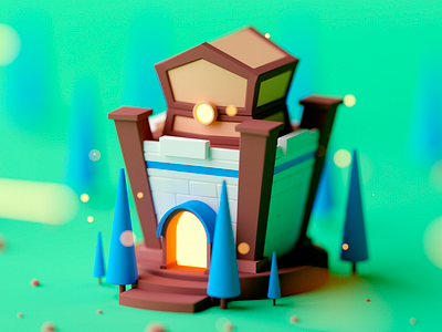 Treasure Shop 3d c4d cartoon cinema 4d cinema4d design fantasy forest game game asset game building game design illustration isometric isometric room low poly lowpoly octane