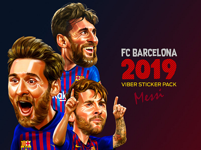 2019 FC Barcelona Viber Sticker pack branding communication design fc barcelona football illustration messi photoshop sticker design style viber viber sticker