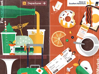 FoodMarket Wall Illustration airport food illustration mural wall decor