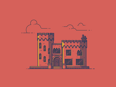 Warm Springs Castle architecture building castle clouds idaho illustration line illustration warm springs