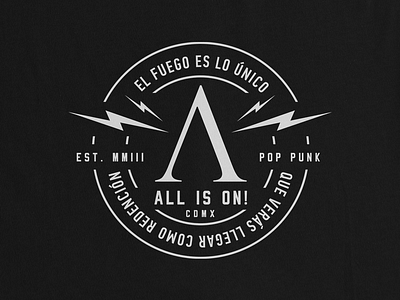 ALLISON El fuego es lo único... apparel clothing design font merch merch design music patch patches pop pop punk punk punk music tees teesdesign tshirt tshirt design type typography vector