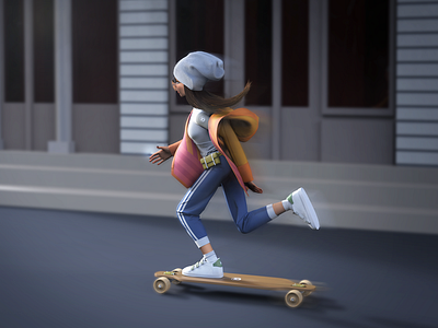 Shimuko 3d character character design girl longboard longboarding shimur skate zbrush