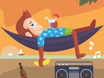 Monkey Chilling design illustration