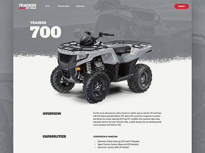 Tracker Off Road Model Iteration atv e commerce iteration landing page model page responsive ui ux web design website
