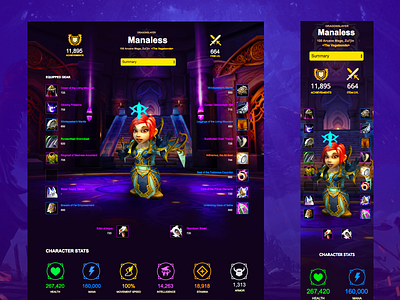 World of Warcraft Responsive Profile blizzard entertainment dashboard flat icon mobile profile responsive ui ux web web design website world of warcraft