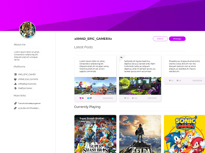 Daily UI - Day 6: User profile page dailyui profile page ui user profile video games