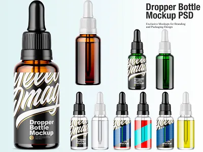 Dropper Bottle Mockup 3d amber amber bottle bottle branding design dropper dropper bottle glass glass bottle green green glass liquid mock up mockup mockup tools oil psd