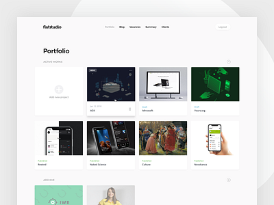 Flatstudio dashboard: Portfolio dashboard flatstudio interface portfolio portfolio dashboard ux portfolio works dashoard