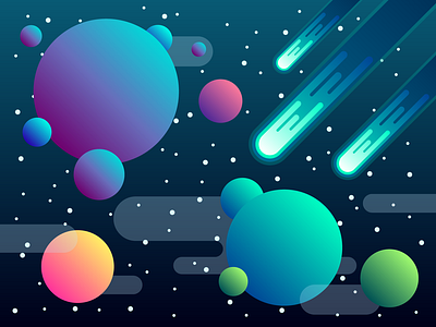 Space art blackorbitart blue colorful creative graphics design green illustration meteor minimalism orange purple space vector vector graphics