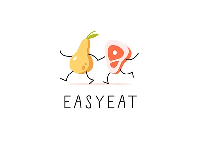 EASYEAT branding charachter delivery drawing easy eat food friends friendship funny health healthy food identity illustration logo meal meat pear vector yellow